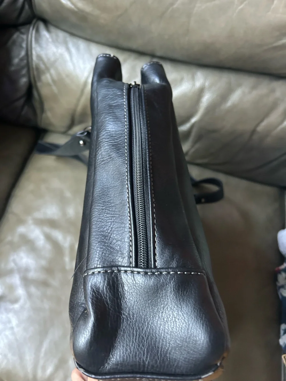 Kenneth Cole Reaction Black faux Leather Laptop Tote Bag